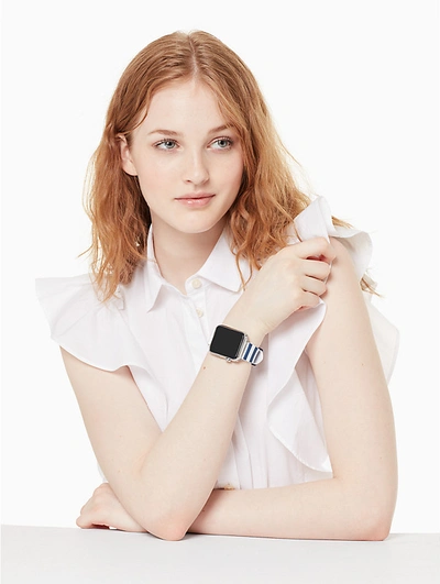 Shop Kate Spade Striped Silicone 38/40mm Band For Apple Watch® In Navy