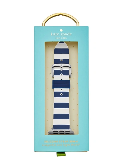 Shop Kate Spade Striped Silicone 38/40mm Band For Apple Watch® In Navy