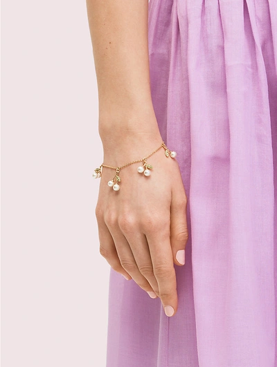 Shop Kate Spade Cherie Cherry Charm Bracelet In Cream Multi