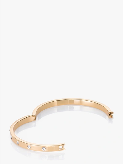 Shop Kate Spade Set In Stone Hinged Bangle In Clear/gold