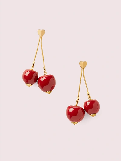 Shop Kate Spade Tutti Fruity Cherry Linear Earrings In Red