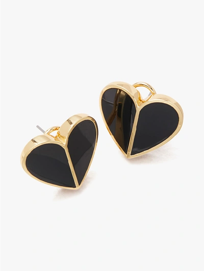 Shop Kate Spade Heritage Spade Heart Statement Studs In Black