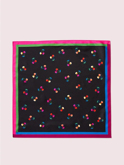 Shop Kate Spade Cherry Toss Silk Bandana In Black