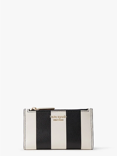 Shop Kate Spade Spencer Stripe Small Slim Bifold Wallet In Black Multi