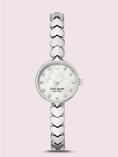 Shop Kate Spade New York Hollis Stainless Steel Hearts Watch In Silver