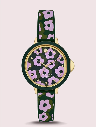 Shop Kate Spade Park Row Flair Flora Silicone Watch In Green