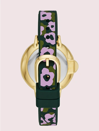 Shop Kate Spade Park Row Flair Flora Silicone Watch In Green