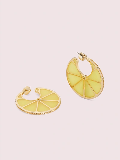 Shop Kate Spade Tutti Fruity Lemon Hoops In Yellow