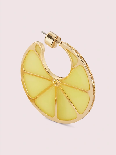 Shop Kate Spade Tutti Fruity Lemon Hoops In Yellow