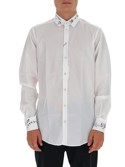 Shop Dolce & Gabbana Logo Motif Printed Shirt In White