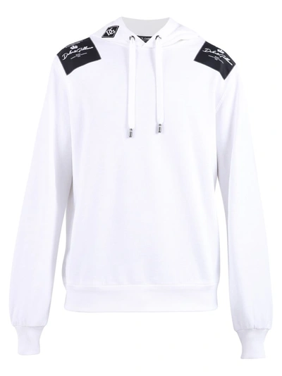 Shop Dolce & Gabbana Logo Patch Hoodie In White
