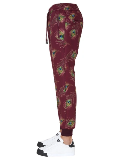 Shop Dolce & Gabbana Peacock Print Track Pants In Red