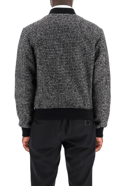 Shop Dolce & Gabbana Houndstooth Bomber Jacket In Grey