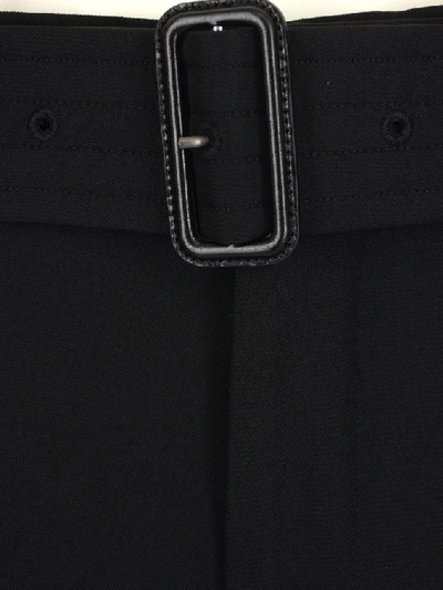 Shop Burberry Belted Tailored Trousers In Black