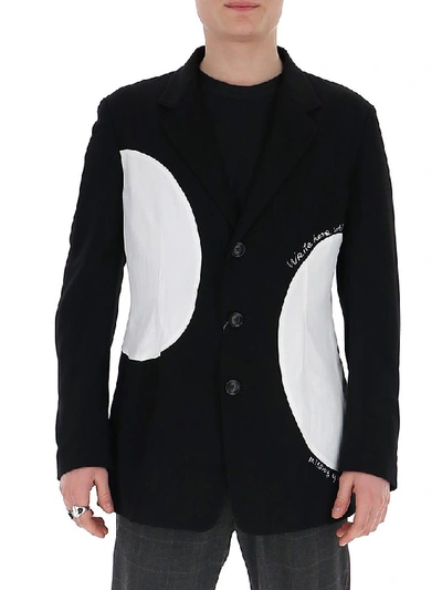 Shop Yohji Yamamoto Patch Detail Blazer In Black