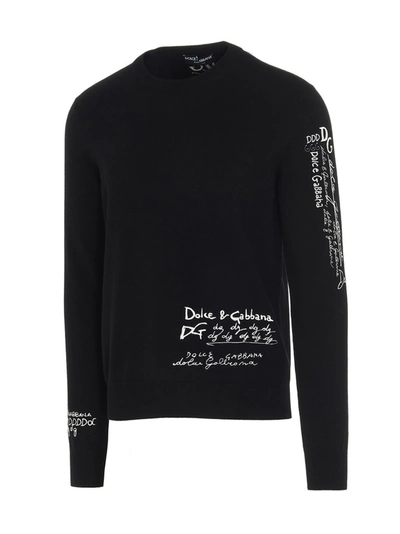 Shop Dolce & Gabbana Logo Knit Sweater In Black