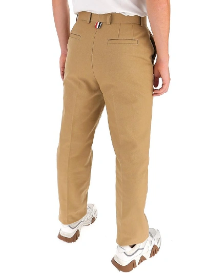 Shop Thom Browne Straight Leg Pants In Beige