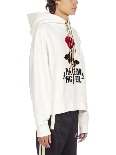 Shop Palm Angels Rose Print Hoodie In White