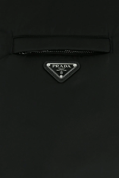 Shop Prada Logo Padded Hooded Jacket In Black