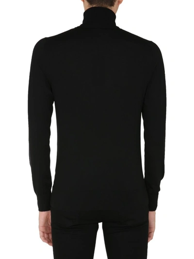 Shop Dolce & Gabbana Dg Embroidery Turtleneck Pullover In Black