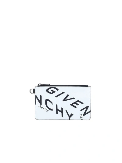 Shop Givenchy Logo Zipped Clutch Bag In White