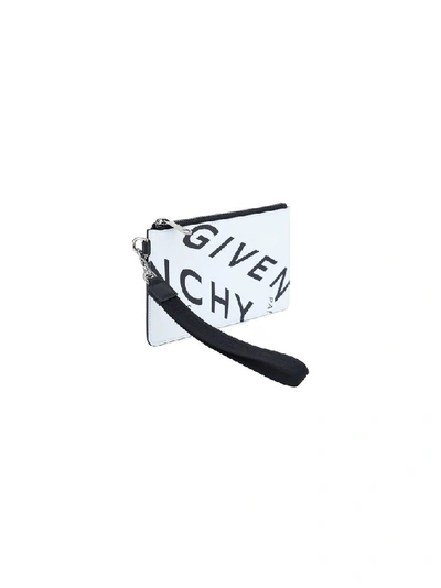 Shop Givenchy Logo Zipped Clutch Bag In White