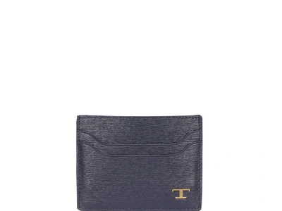 Shop Tod's Logo Plaque Cardholder In Blue