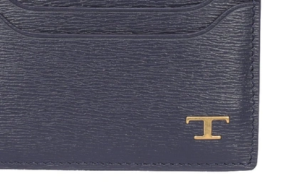 Shop Tod's Logo Plaque Cardholder In Blue