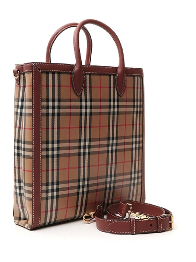 Shop Burberry Vintage Check Tote Bag In Beige