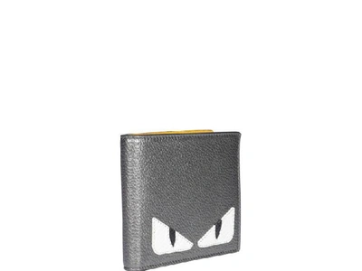 Shop Fendi Bag Bugs Bifold Wallet In Silver