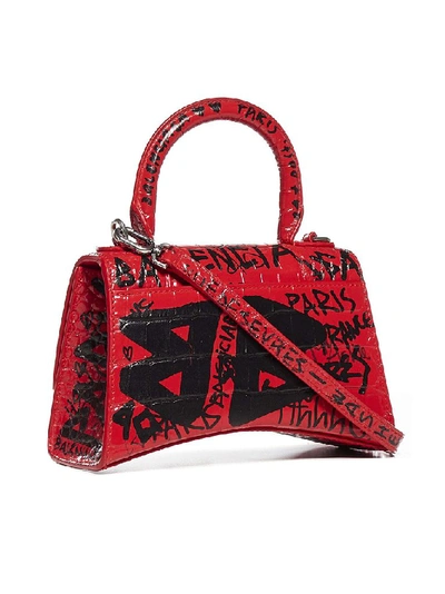 Shop Balenciaga Hourglass Xs Top Handle Bag In Red