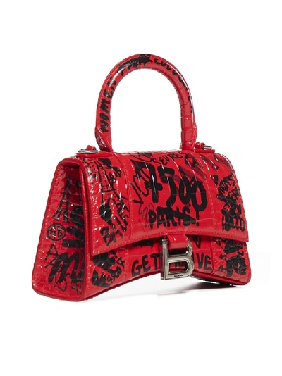 Shop Balenciaga Hourglass Xs Top Handle Bag In Red
