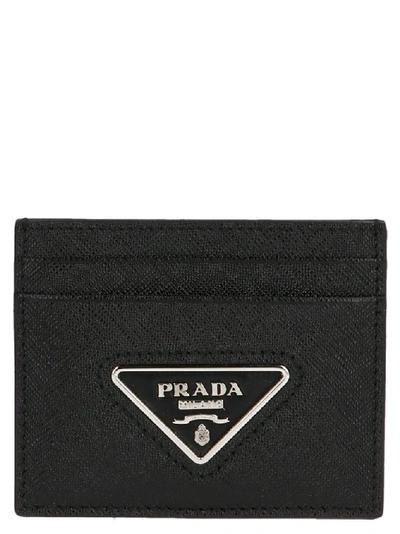 Shop Prada Triangle Logo Cardholder In Black