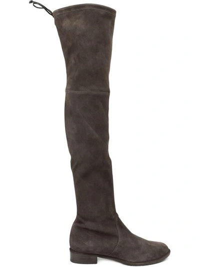 Stuart Weitzman 'lowland' Stretch Suede Thigh High Boots In Grey