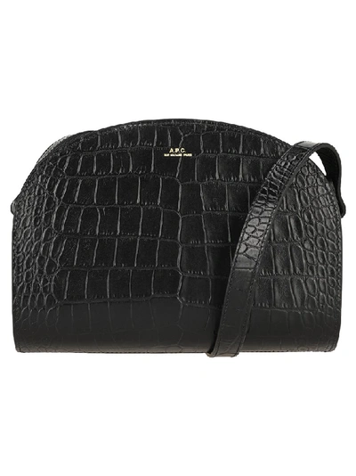 A.p.c. Demi-lune Croc-effect Leather Shoulder Bag In Black | ModeSens