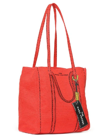 Shop Marc Jacobs The Trompe L'oeil Tag Tote Bag In Red