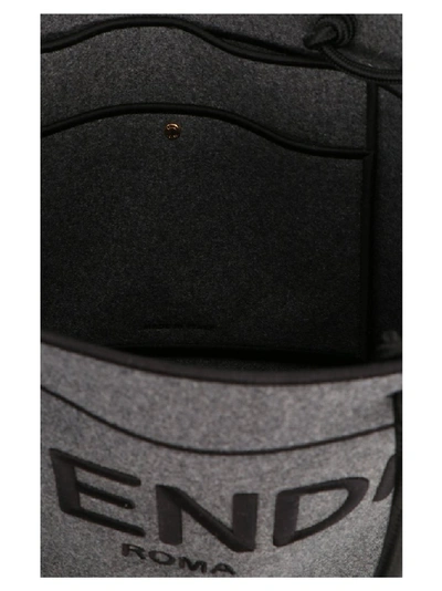 Shop Fendi Logo Embroidered Tote Bag In Grey