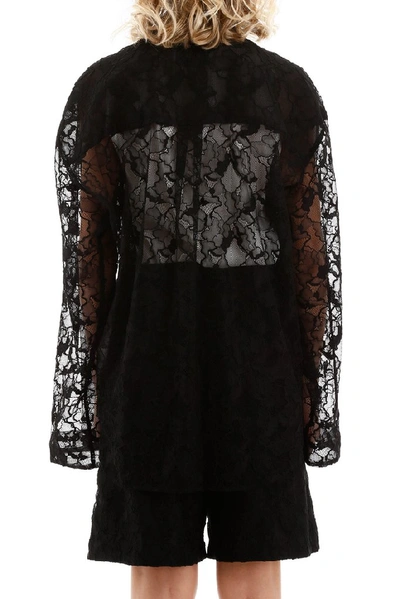 Shop Msgm Lace Sheer Shirt In Black