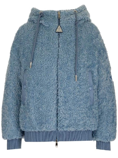 Shop Moncler Teddy Hooded Jacket In Blue