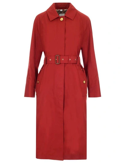 Shop Burberry Tropical Gabardine Belted Car Coat In Red