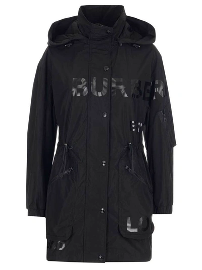 Shop Burberry Horseferry Print Parka In Black