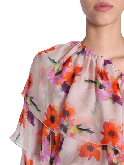 Shop Msgm Floral One Shoulder Maxi Dress In Multi