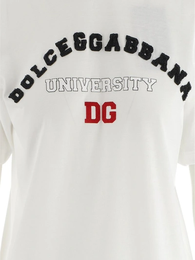 Shop Dolce & Gabbana Frill Trim Varsity T In White
