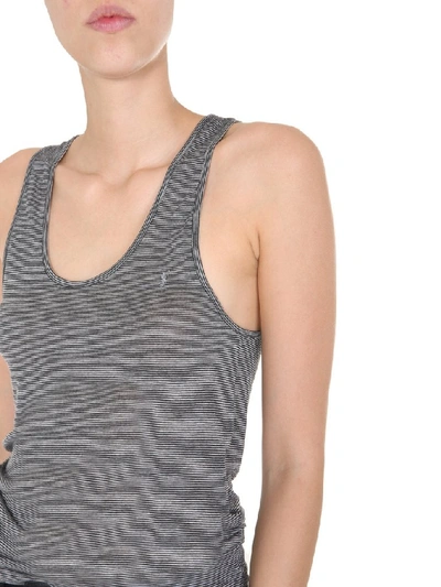 Shop Saint Laurent Striped Tank Top In Grey