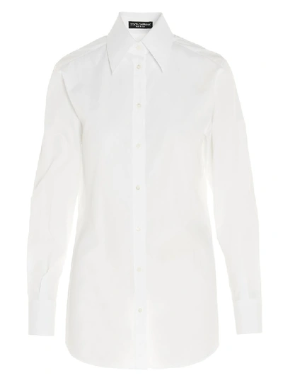 Shop Dolce & Gabbana Pointed Collar Tailored Shirt In White