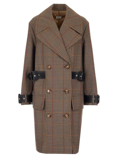 Shop Burberry Houndstooth Double In Brown