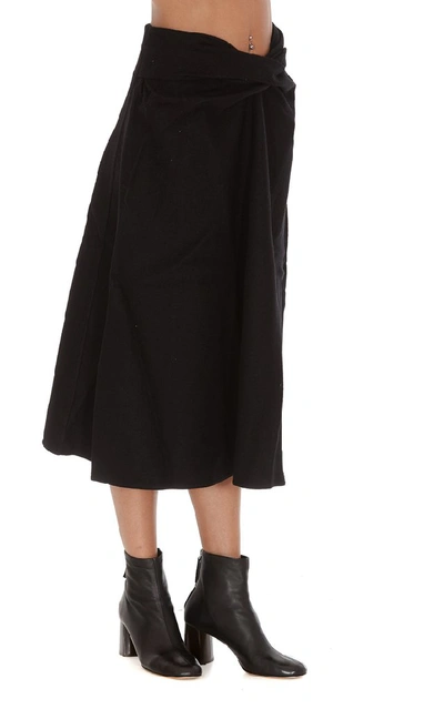 Shop Lemaire Draped Midi Skirt In Black