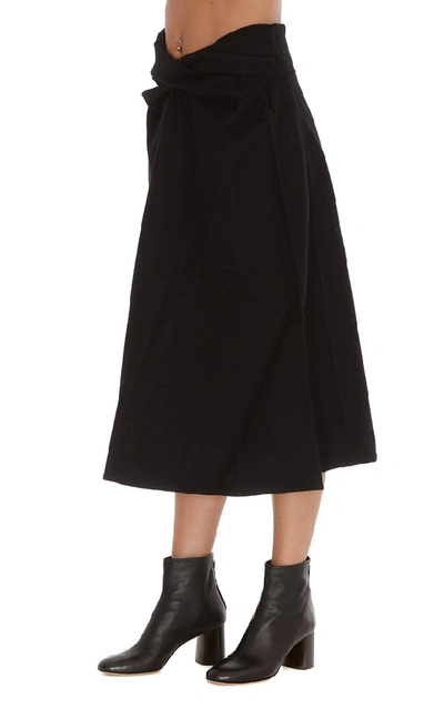 Shop Lemaire Draped Midi Skirt In Black