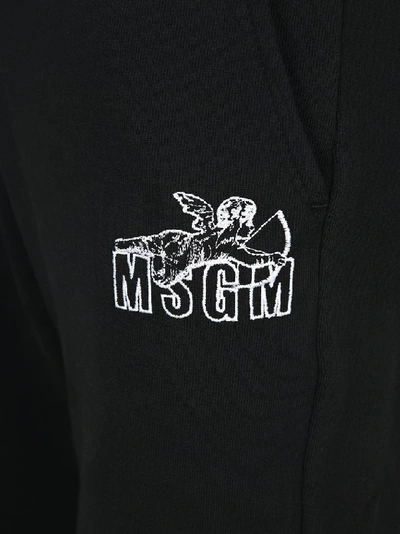 Shop Msgm Cupid Logo Track Pants In Black
