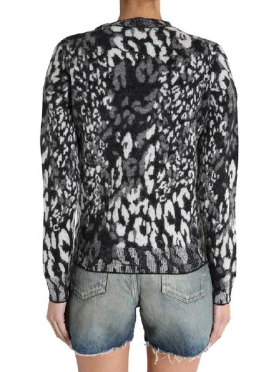 Shop Saint Laurent Leopard Intarsia Sweater In Multi